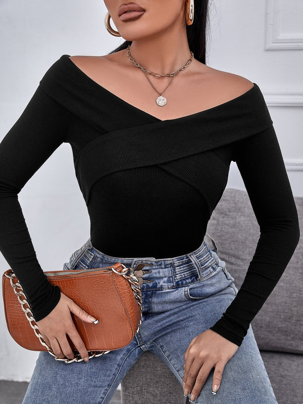 OFF SHOULDER CROP SHIRT