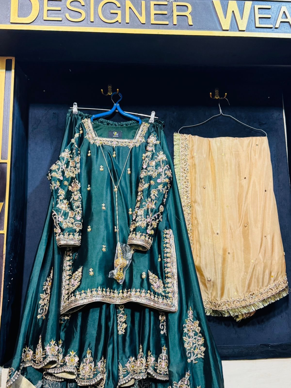 Emerald Elegance – Hand Embroidered Luxury Formal Set