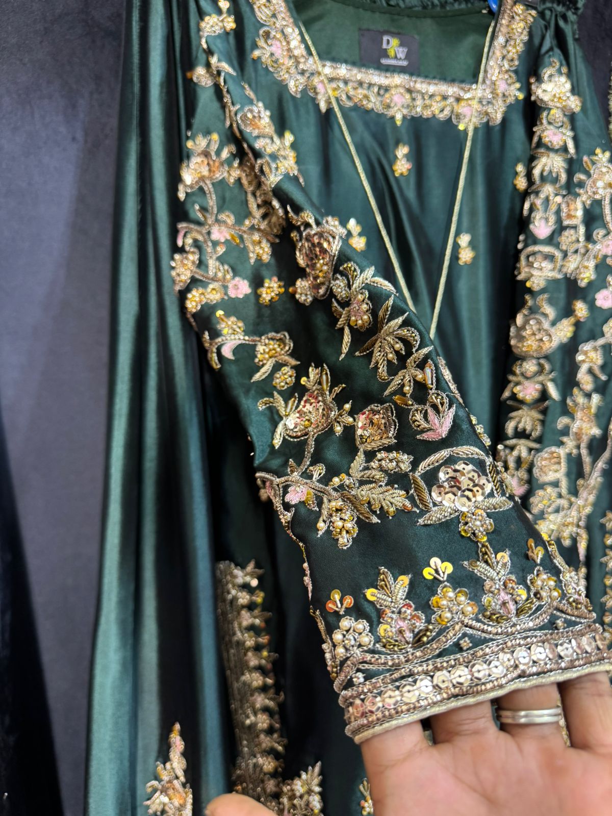 Emerald Elegance – Hand Embroidered Luxury Formal Set