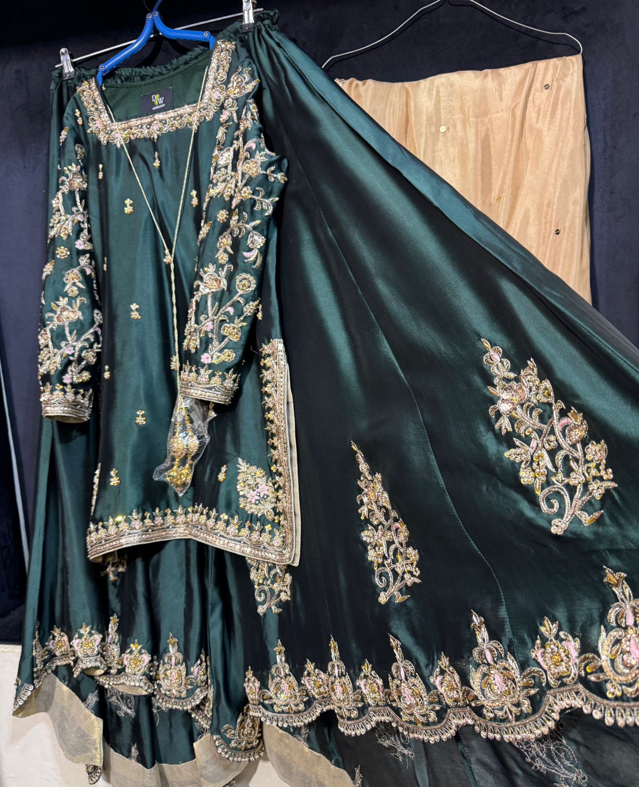 Emerald Elegance – Hand Embroidered Luxury Formal Set