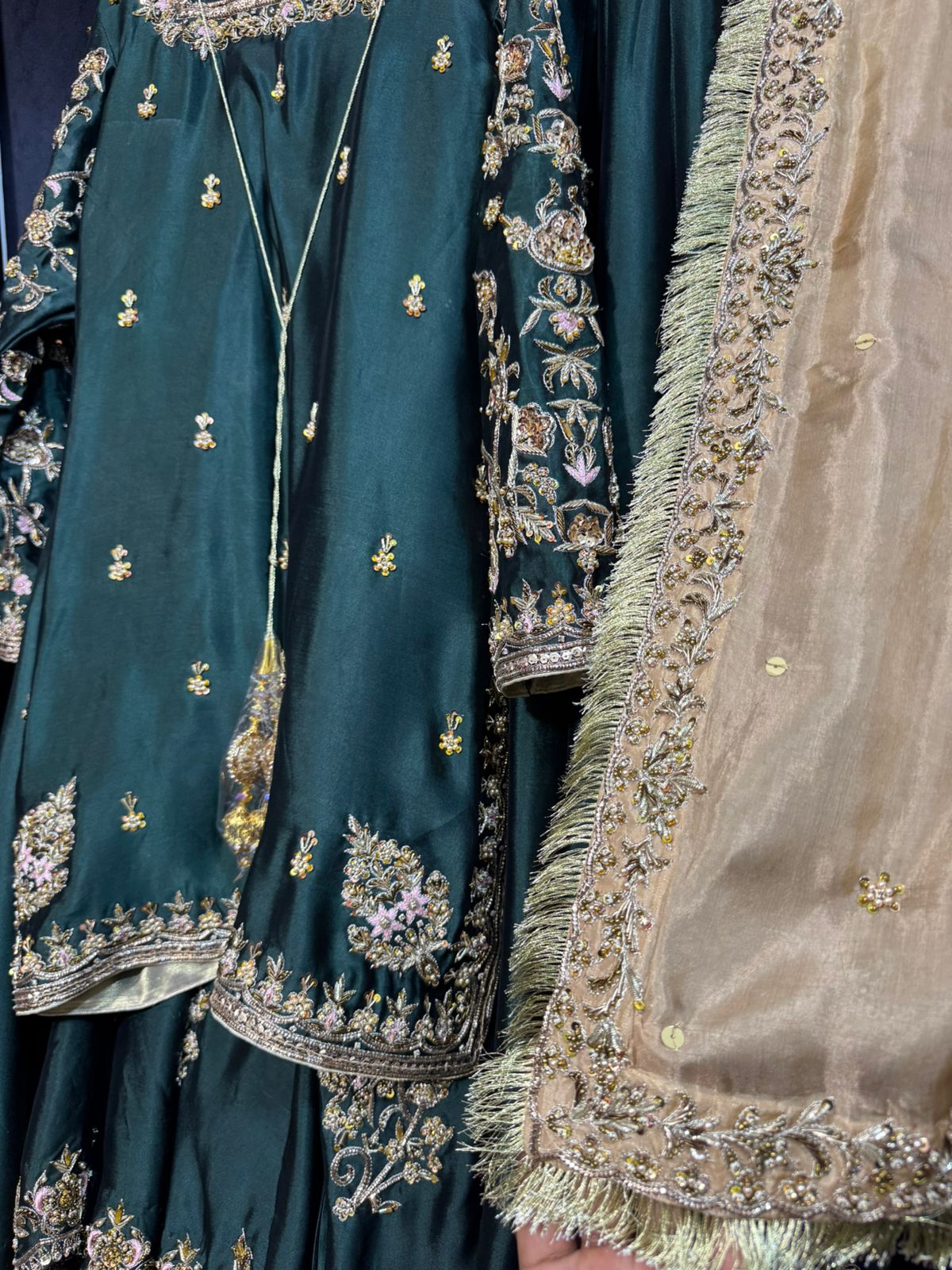 Emerald Elegance – Hand Embroidered Luxury Formal Set
