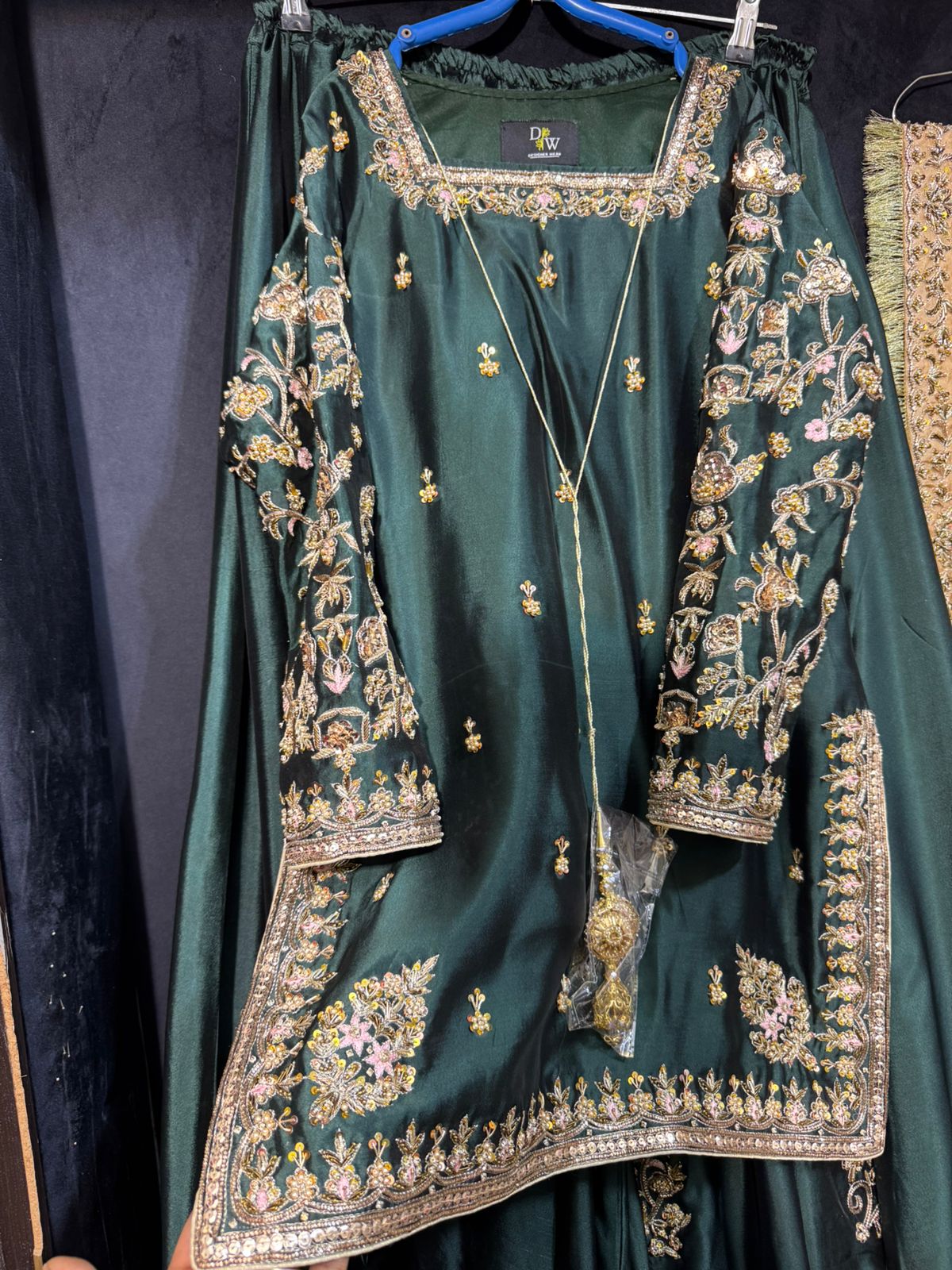 Emerald Elegance – Hand Embroidered Luxury Formal Set