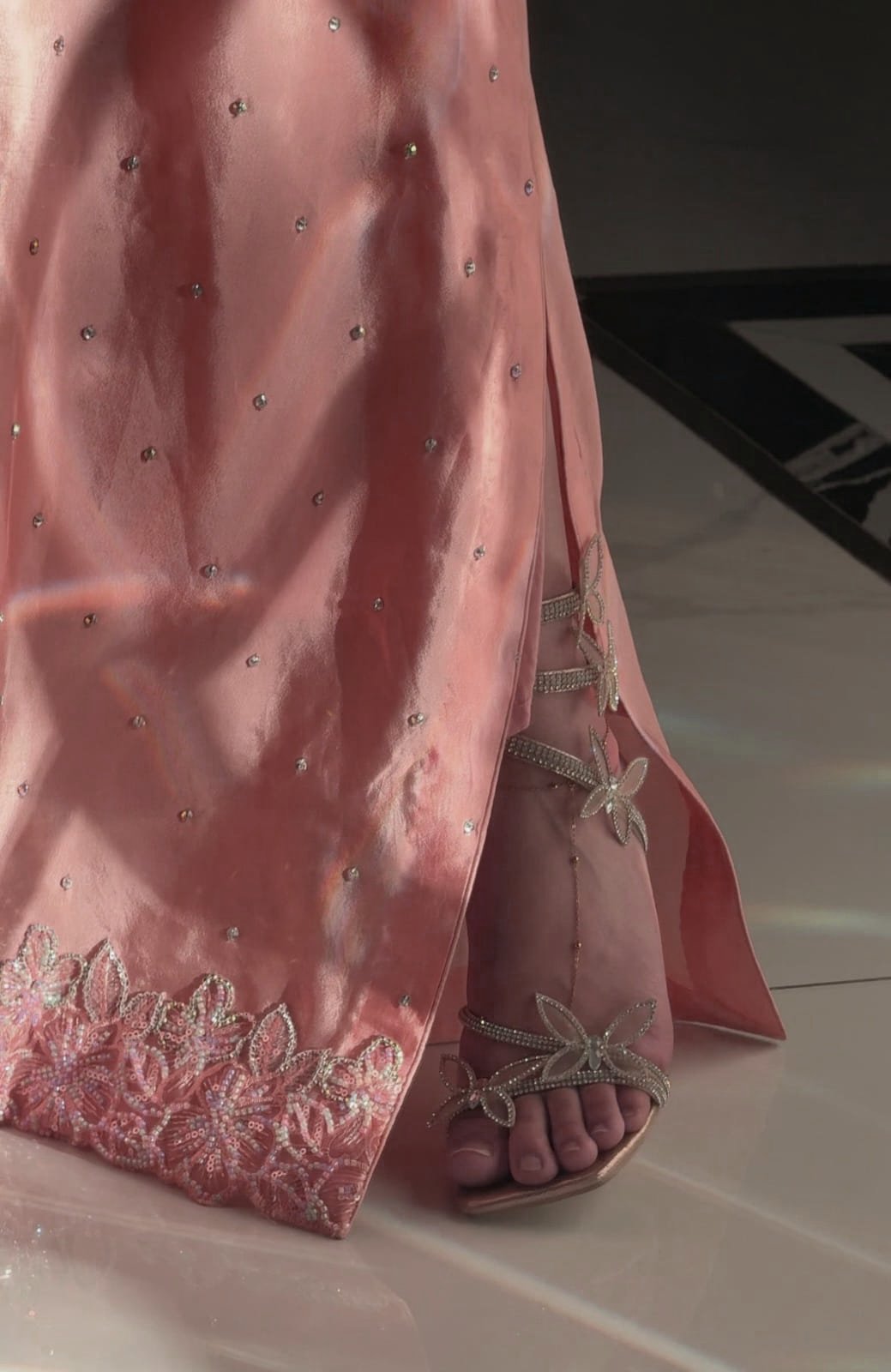 Peach Blossom Embellished Dress