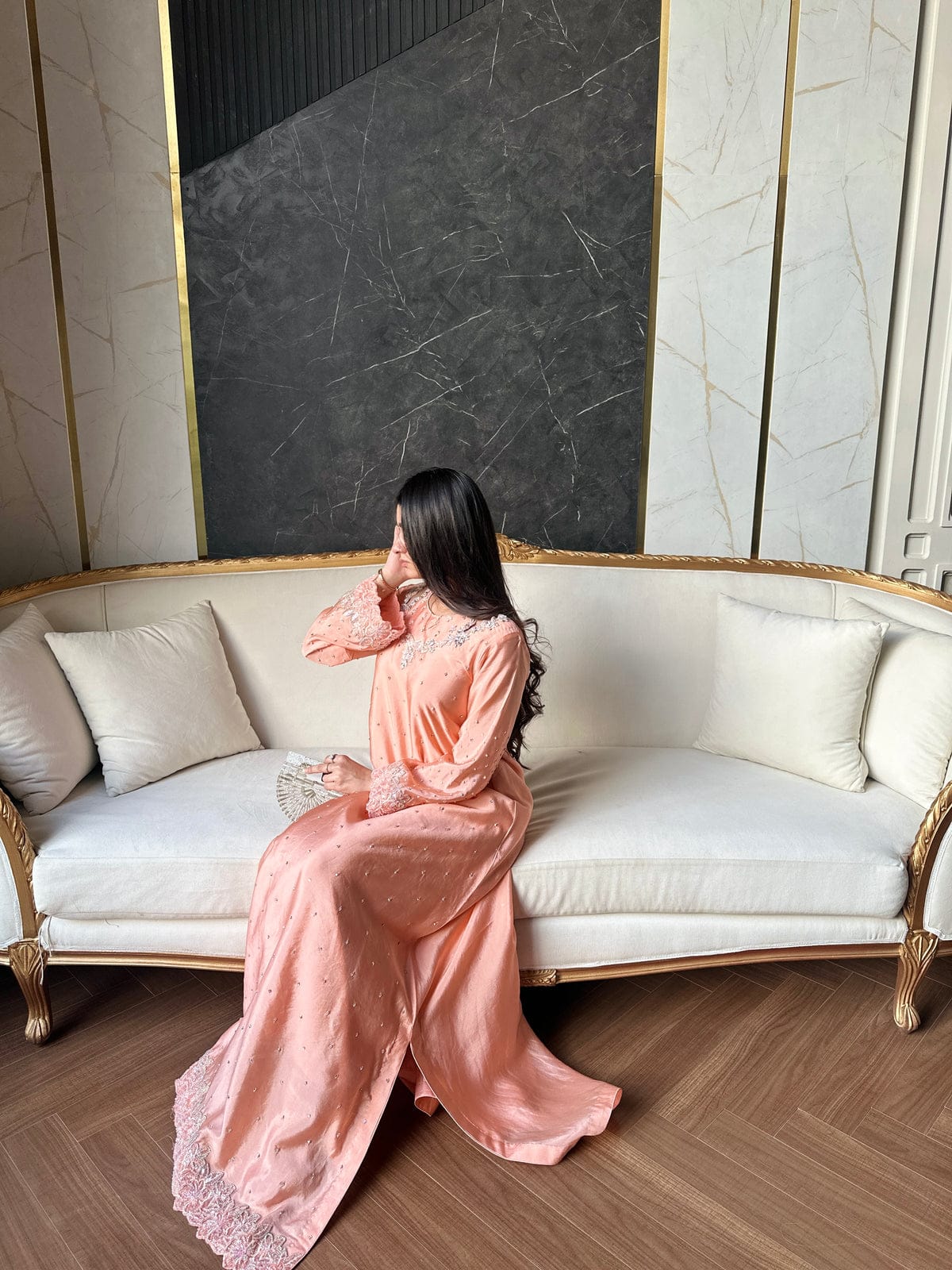 Peach Blossom Embellished Dress
