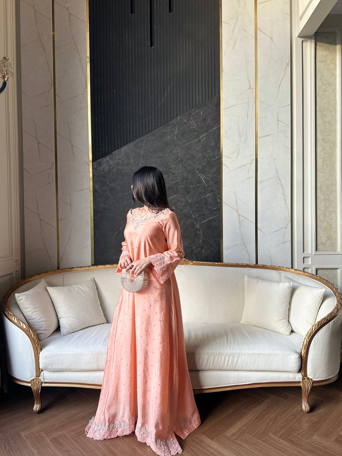 Peach Blossom Embellished Dress