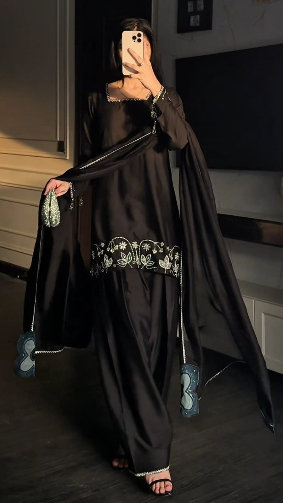 Black Embroidered 3-Piece Suit for Women – Elegant Formal Wear with Dupatta