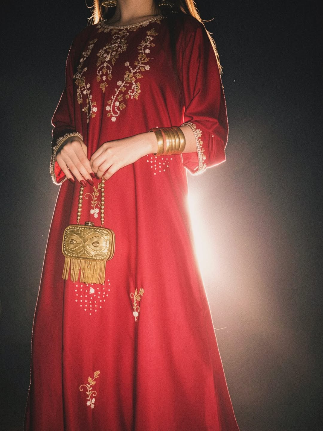 Crimson Noor – Embroidered Festive Maxi