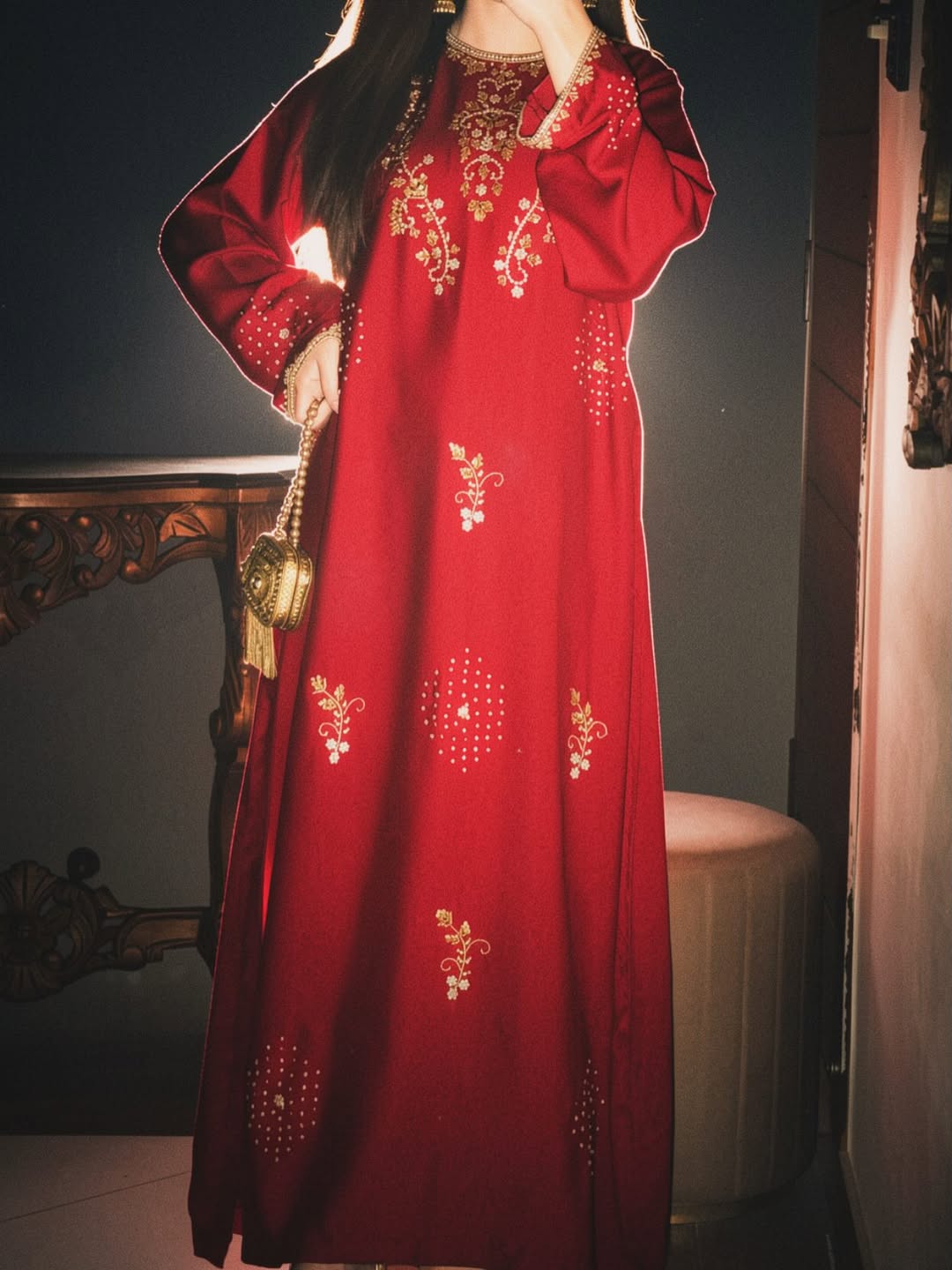 Crimson Noor – Embroidered Festive Maxi