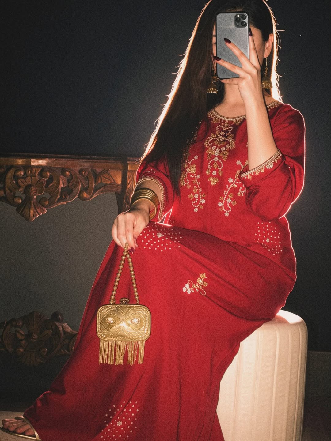 Crimson Noor – Embroidered Festive Maxi