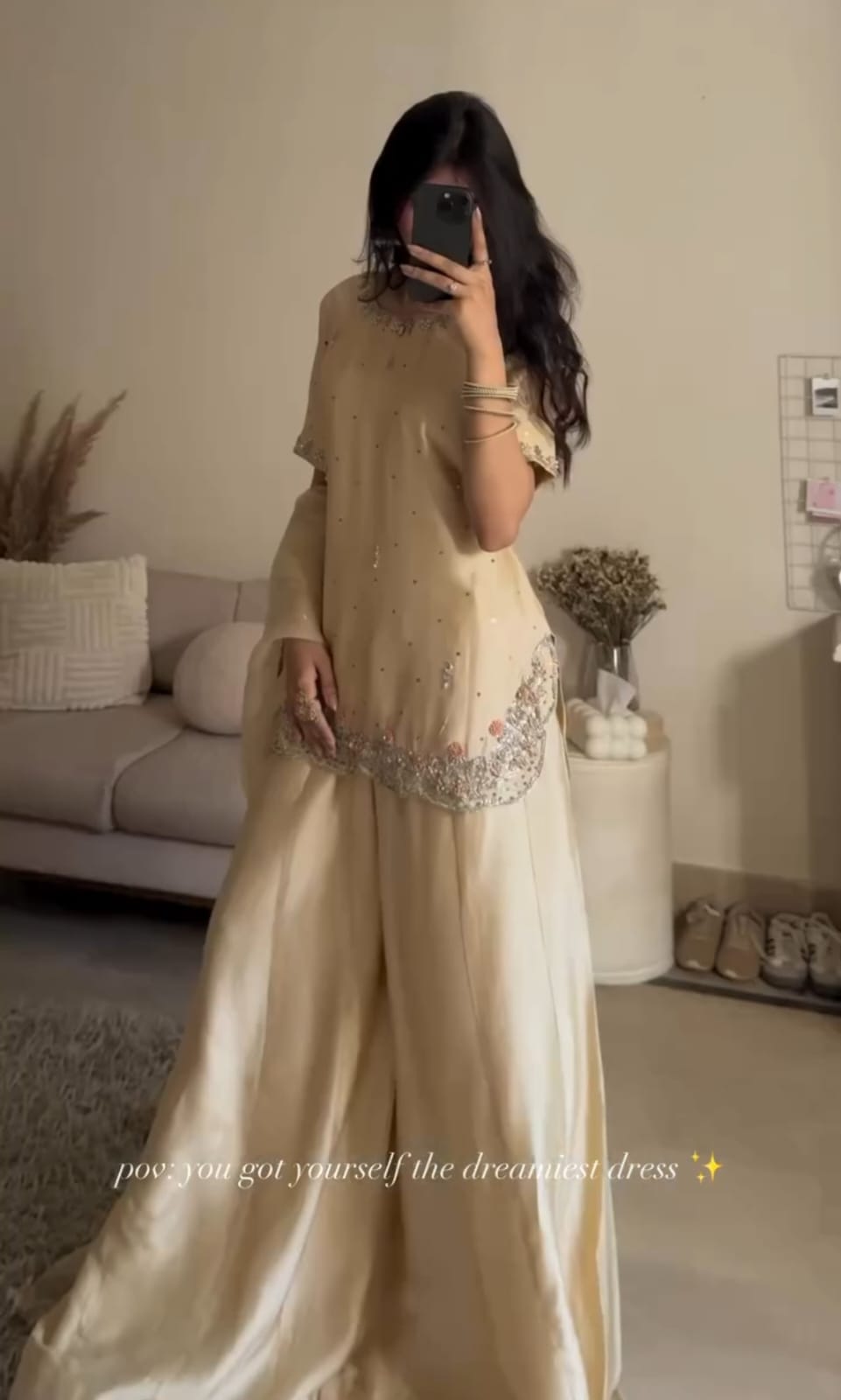 Ivory Pearl Embellished Luxury Co-Ord Set for Women