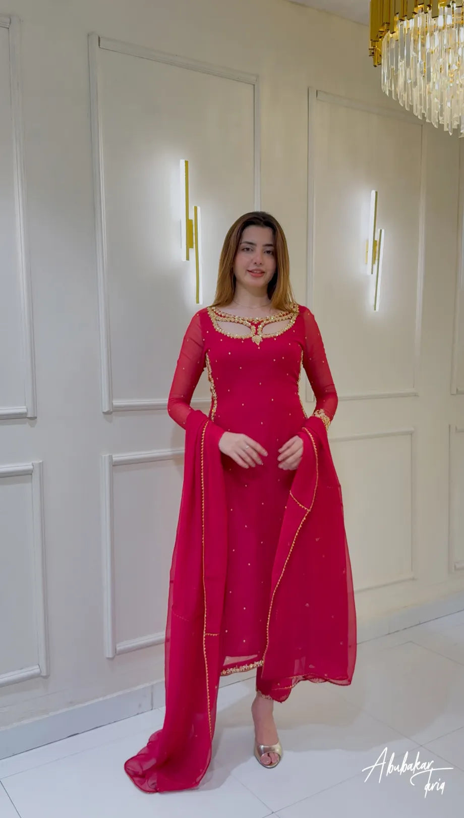 SOLID PINK LONG HAND EMBELLISHED KURTAWITH TROUSER AND DUPATTA