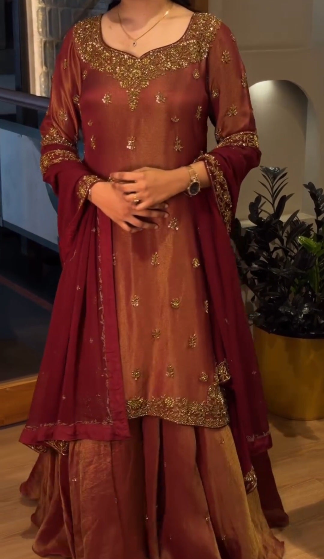 Maroon Magic with Golden Glam