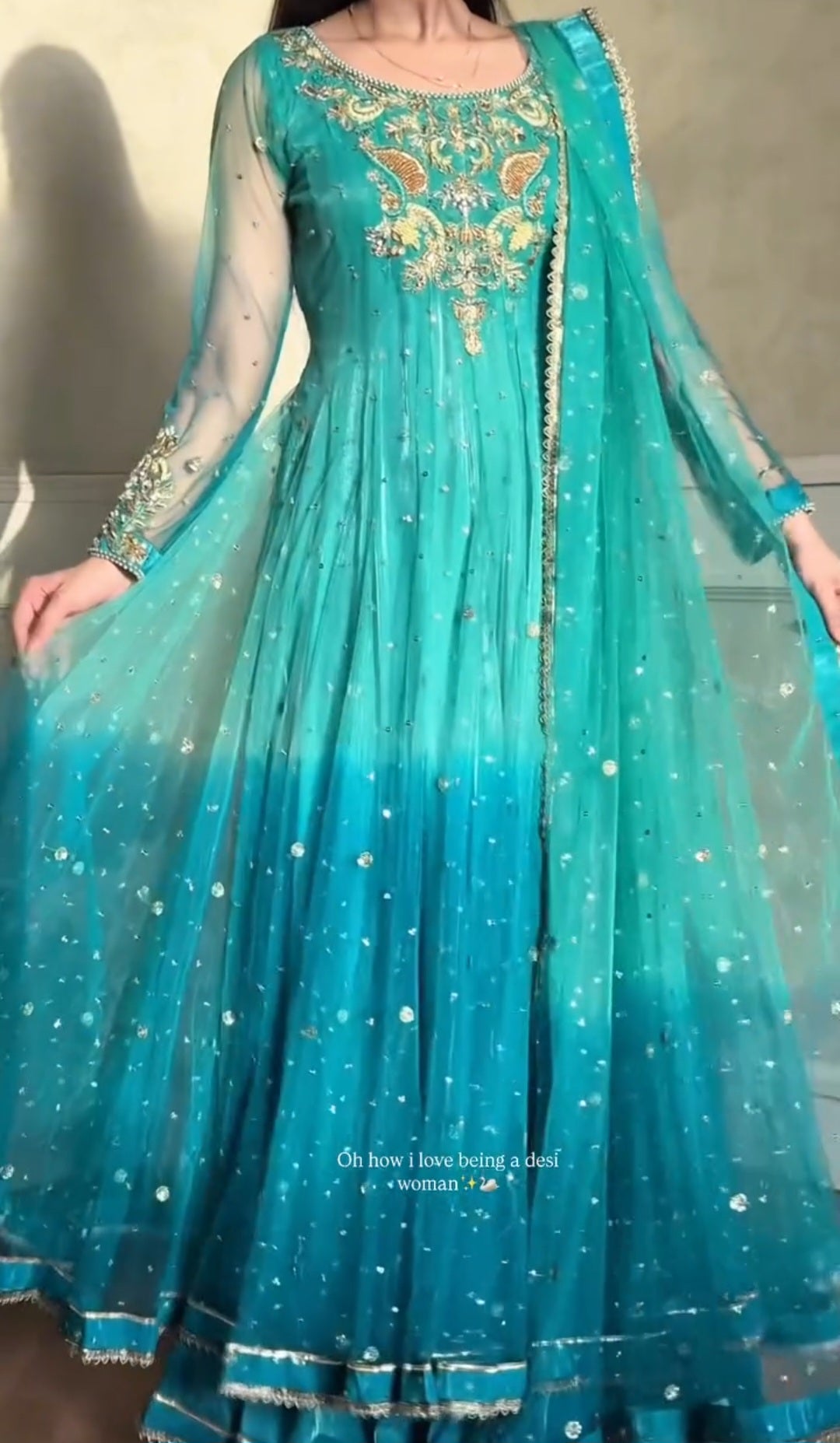 Luxury Teal Embroidered Maxi Dress with Net Dupatta | Party Wear Formal Dress
