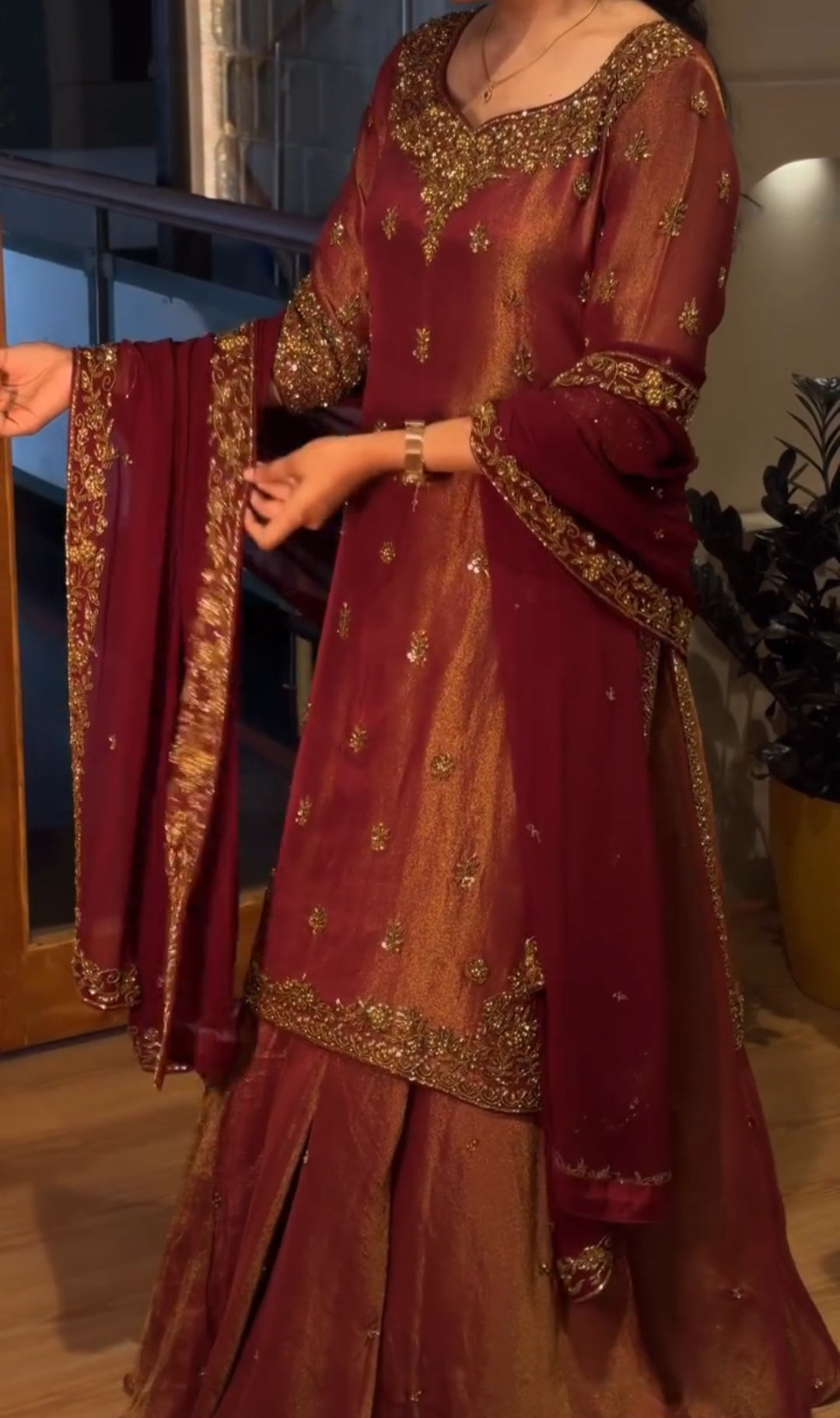 Maroon Magic with Golden Glam