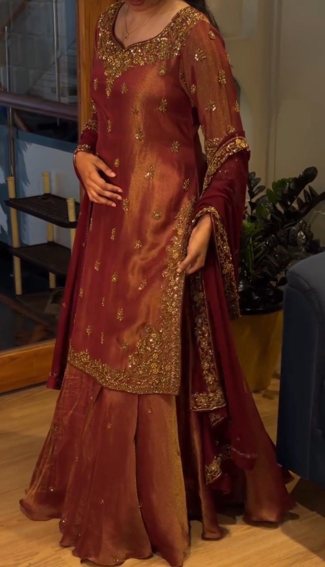 Maroon Magic with Golden Glam